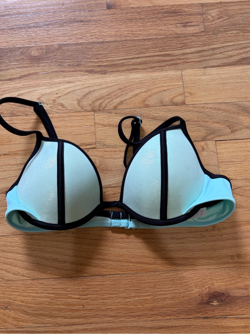 New Victoria Secret Swim Top Light Aqua Push-Up with Black Trim